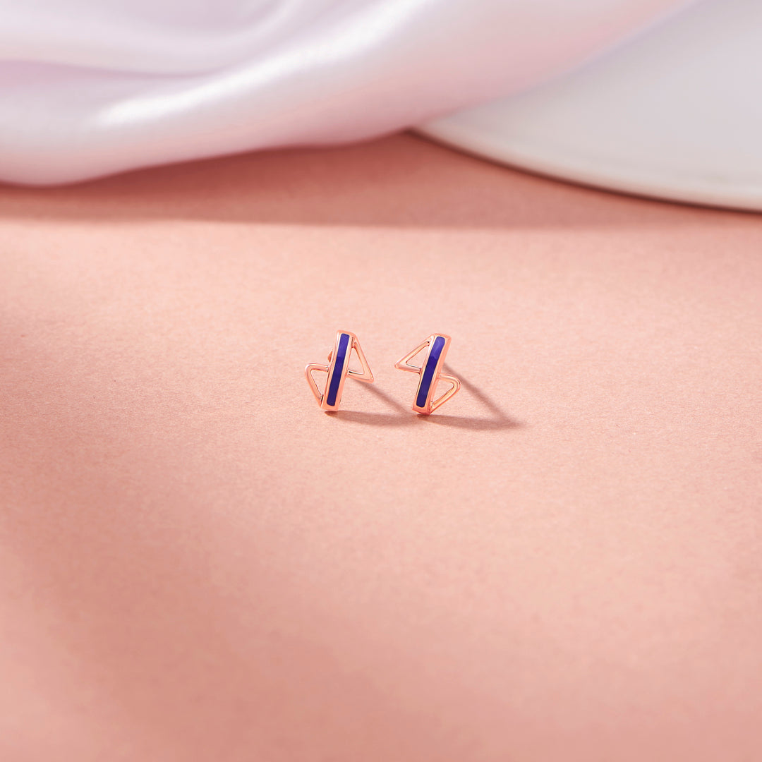 minimal stripes stud gold earring