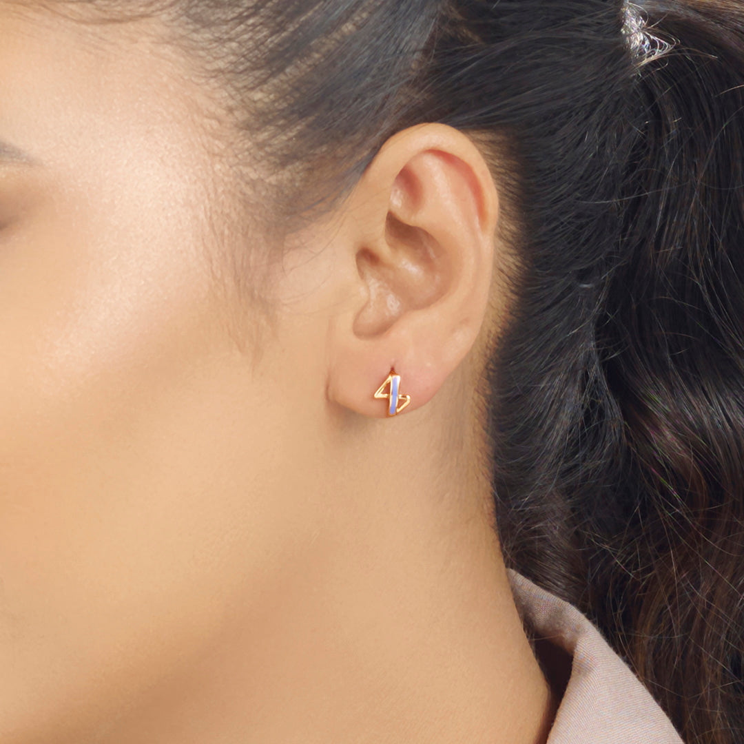 minimal stripes stud gold earring