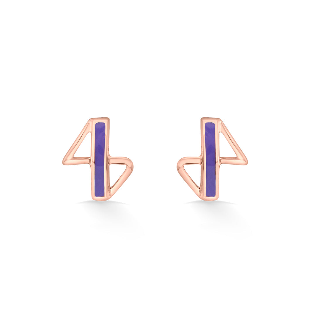 minimal stripes stud gold earring