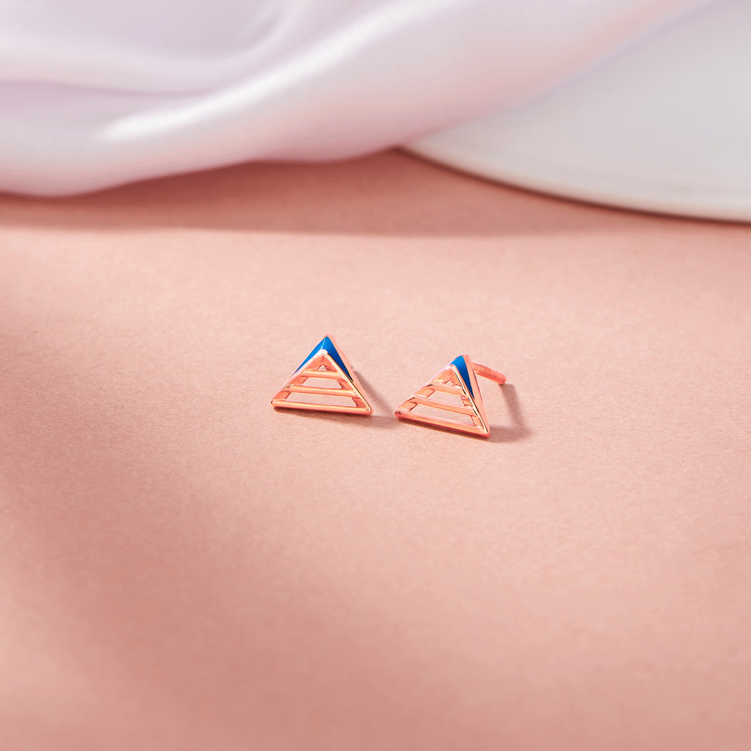 Blue Apex Stud Gold Earring