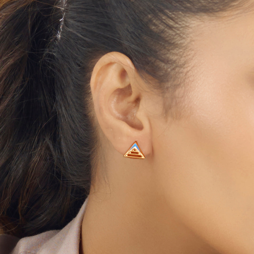 Blue Apex Stud Gold Earring