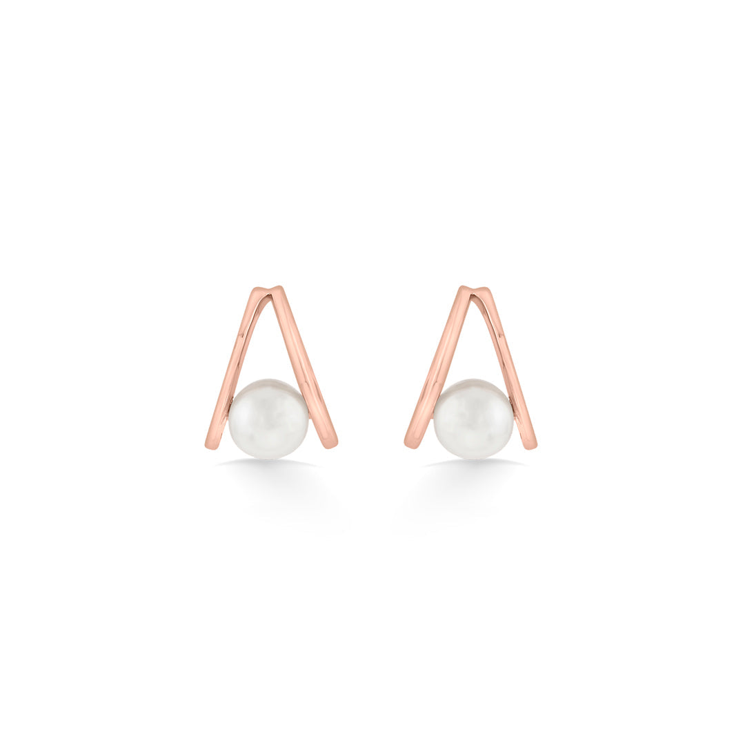 pearl axis stud gold earring