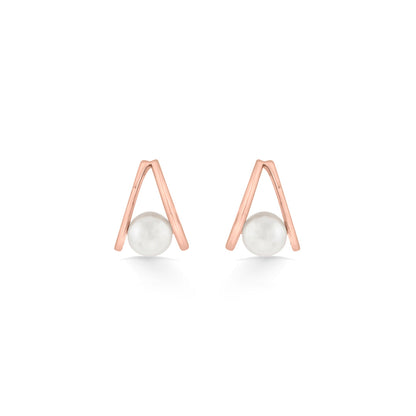Pearl Axis Stud Gold Earring