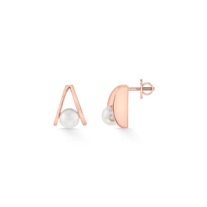 Pearl Axis Stud Gold Earring