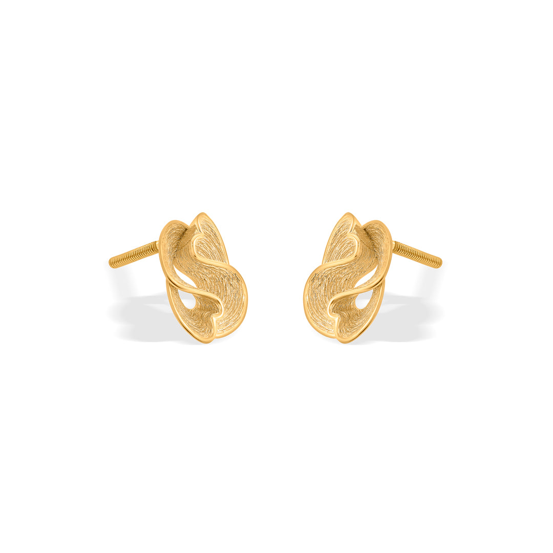 whirl petals stud gold earring