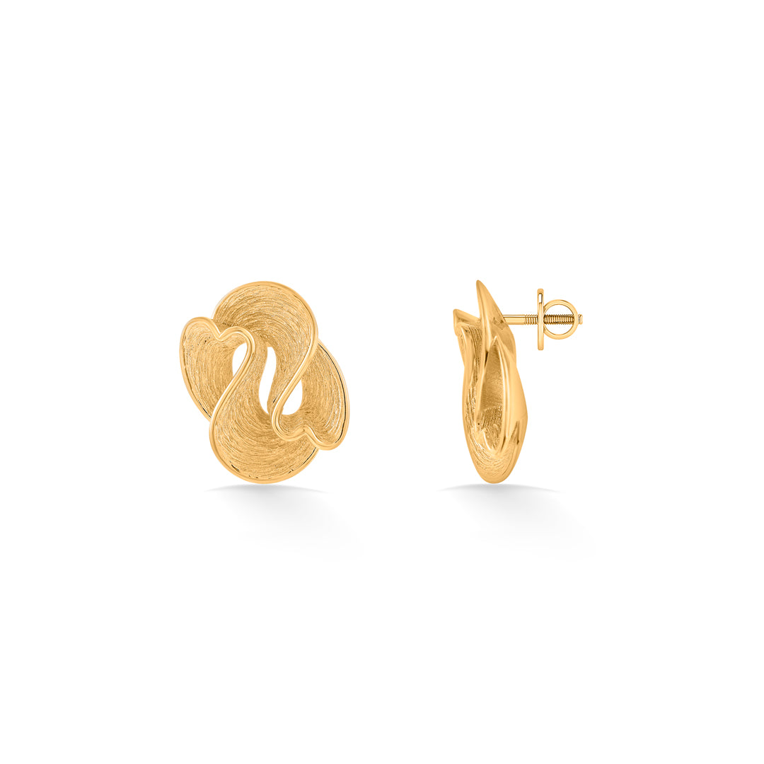 whirl petals stud gold earring