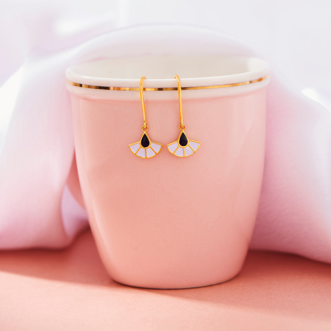 Kyoto Fan Hoop & Huggie Gold Earring