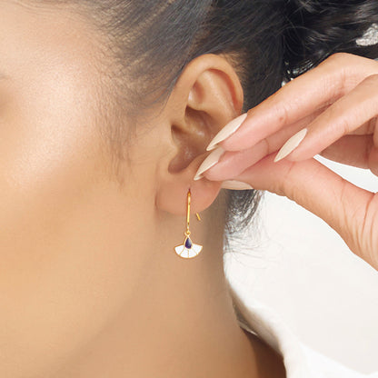 Kyoto Fan Hoop & Huggie Gold Earring