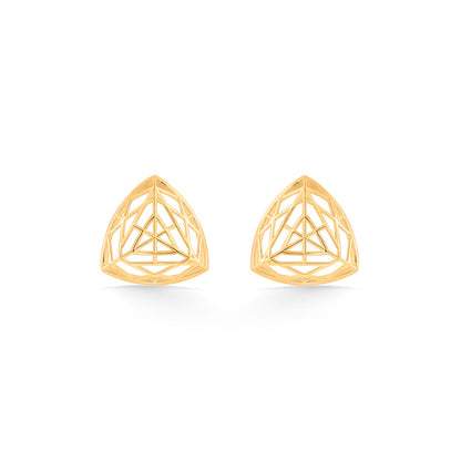 Auric Tri-Lattice Stud Gold Earring