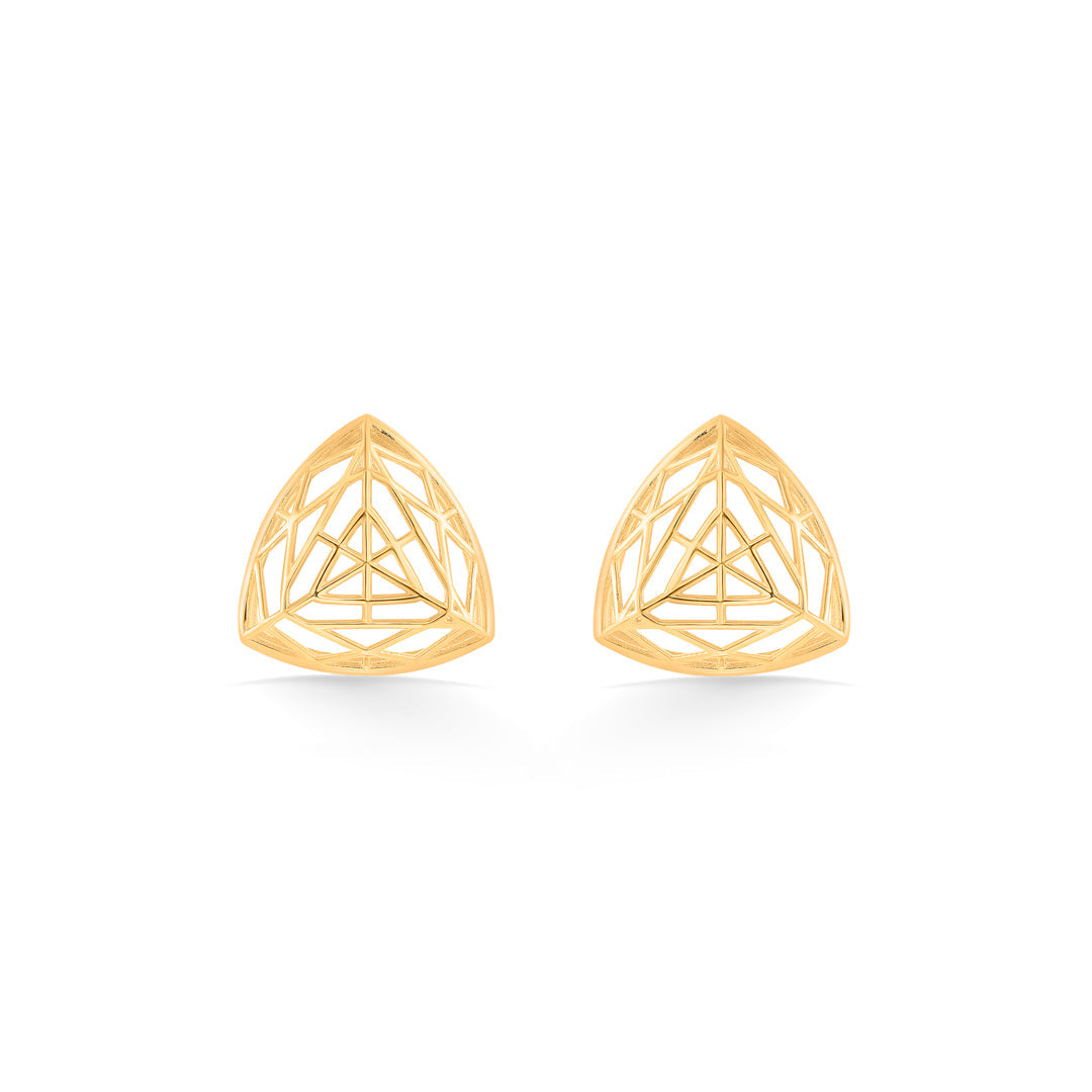 auric tri-lattice stud gold earring