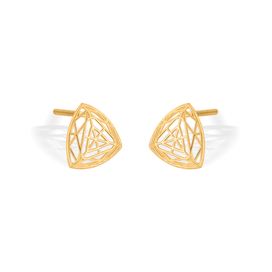 auric tri-lattice stud gold earring