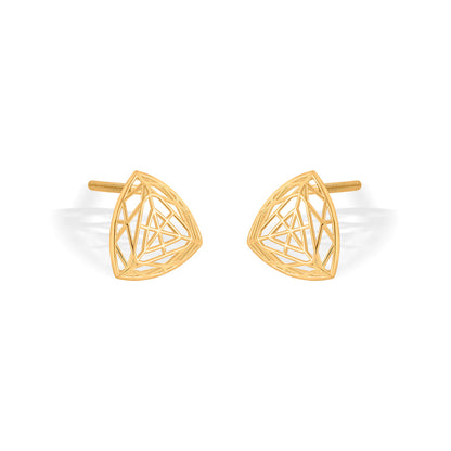 Auric Tri-Lattice Stud Gold Earring