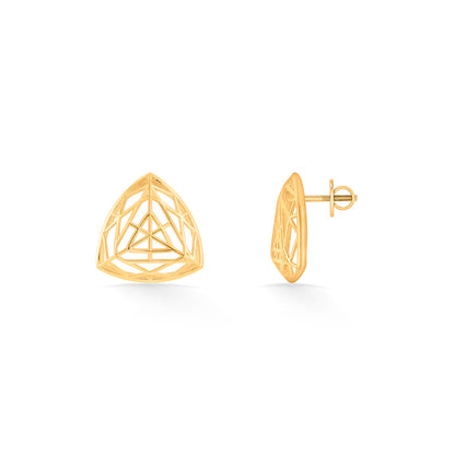Auric Tri-Lattice Stud Gold Earring