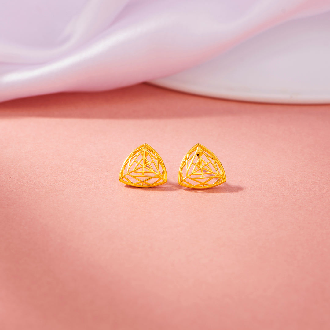 auric tri-lattice stud gold earring