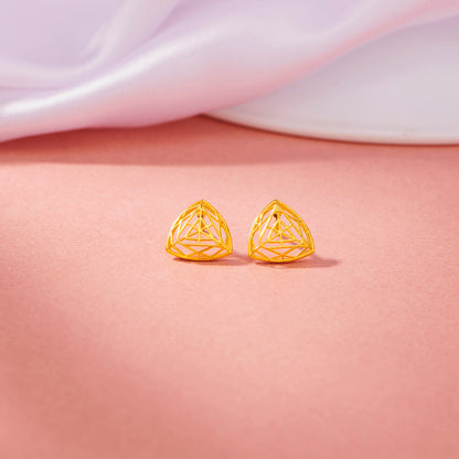Auric Tri-Lattice Stud Gold Earring