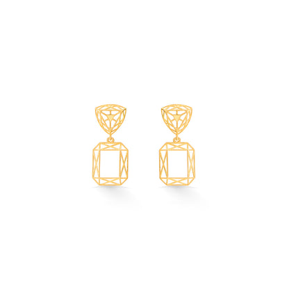 Lattice Rectangle Drops & Dangler Gold Earring