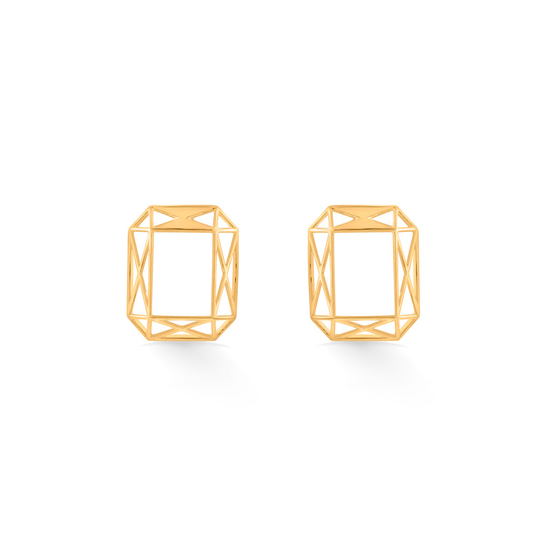 horizontal outline stud gold earring