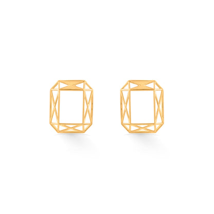 Horizontal Outline Stud Gold Earring