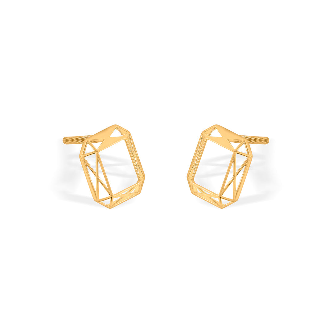 horizontal outline stud gold earring