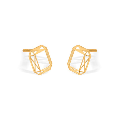 Horizontal Outline Stud Gold Earring