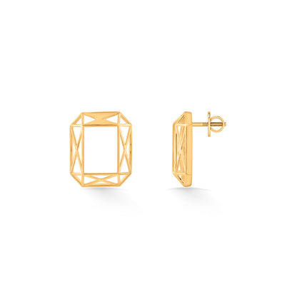 Horizontal Outline Stud Gold Earring
