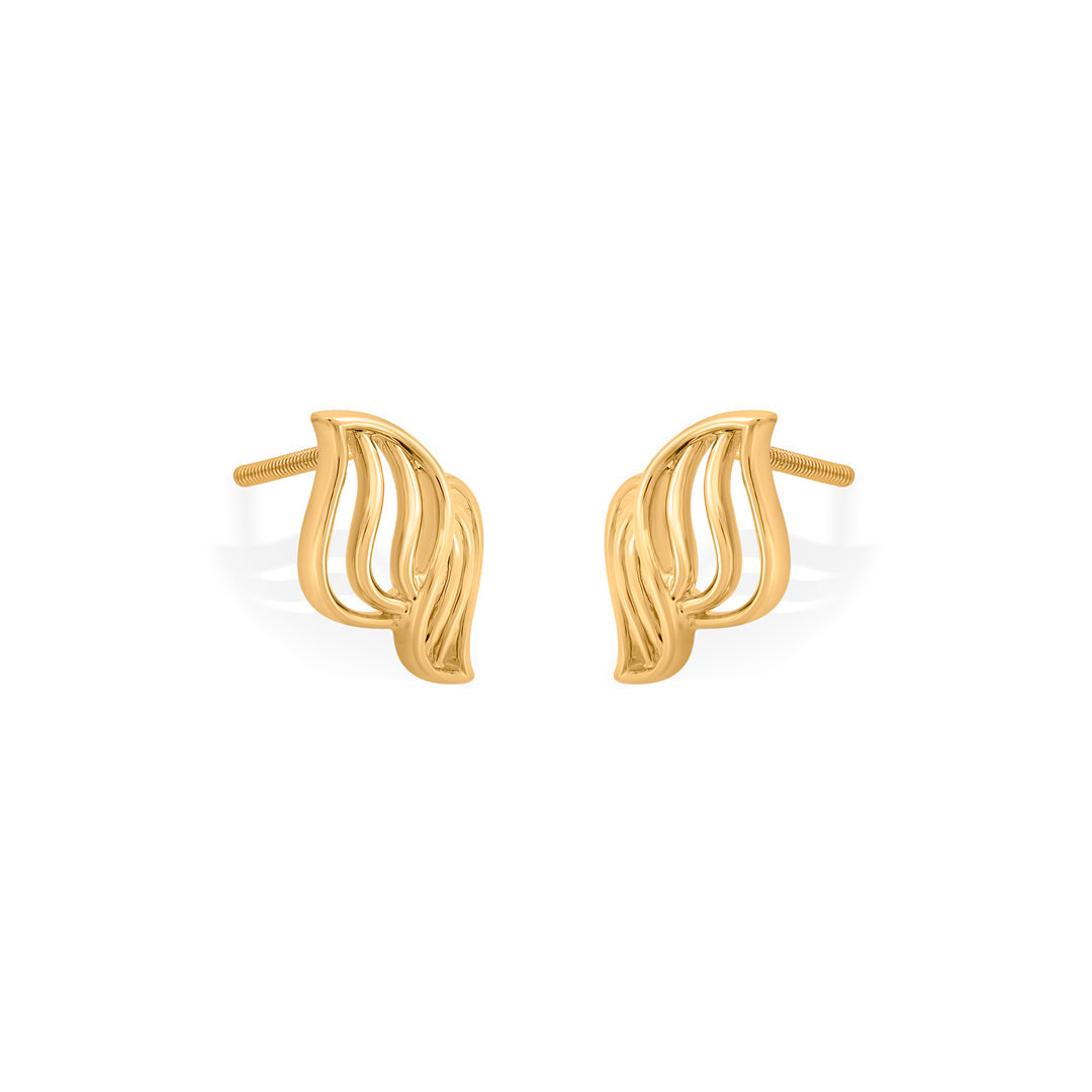 radiant flame stud gold earring
