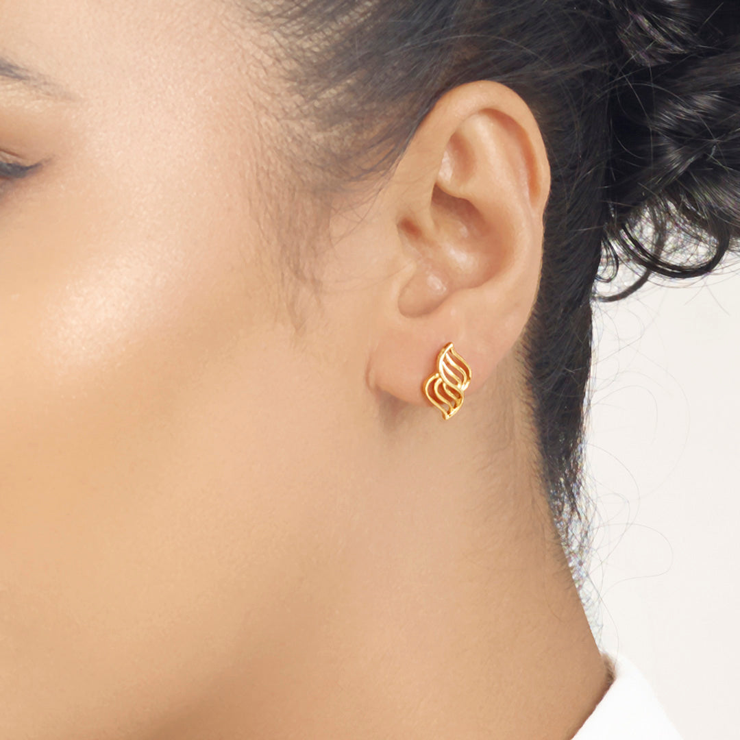 Radiant Flame Stud Gold Earring