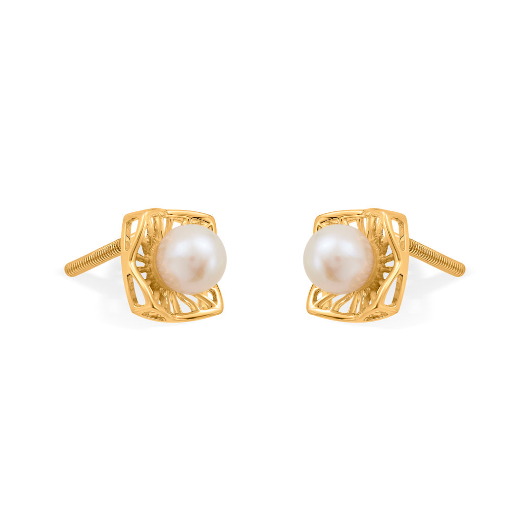 royal prism pearl stud gold earring