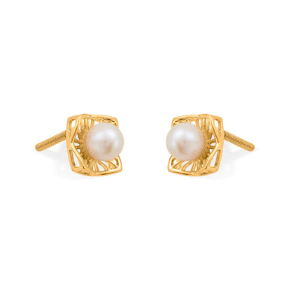 Royal Prism Pearl Stud Gold Earring