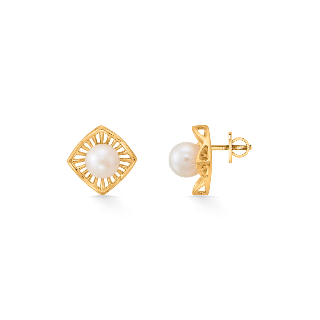 royal prism pearl stud gold earring