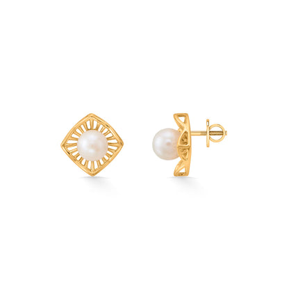 Royal Prism Pearl Stud Gold Earring