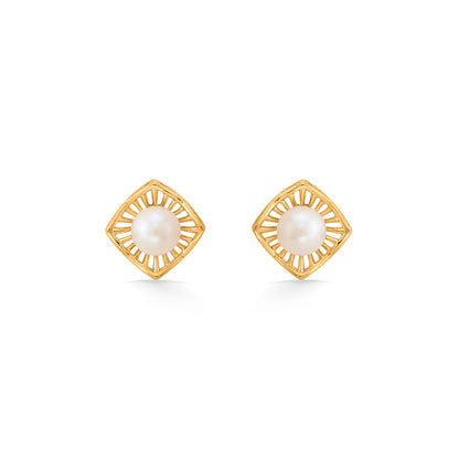 Royal Prism Pearl Stud Gold Earring