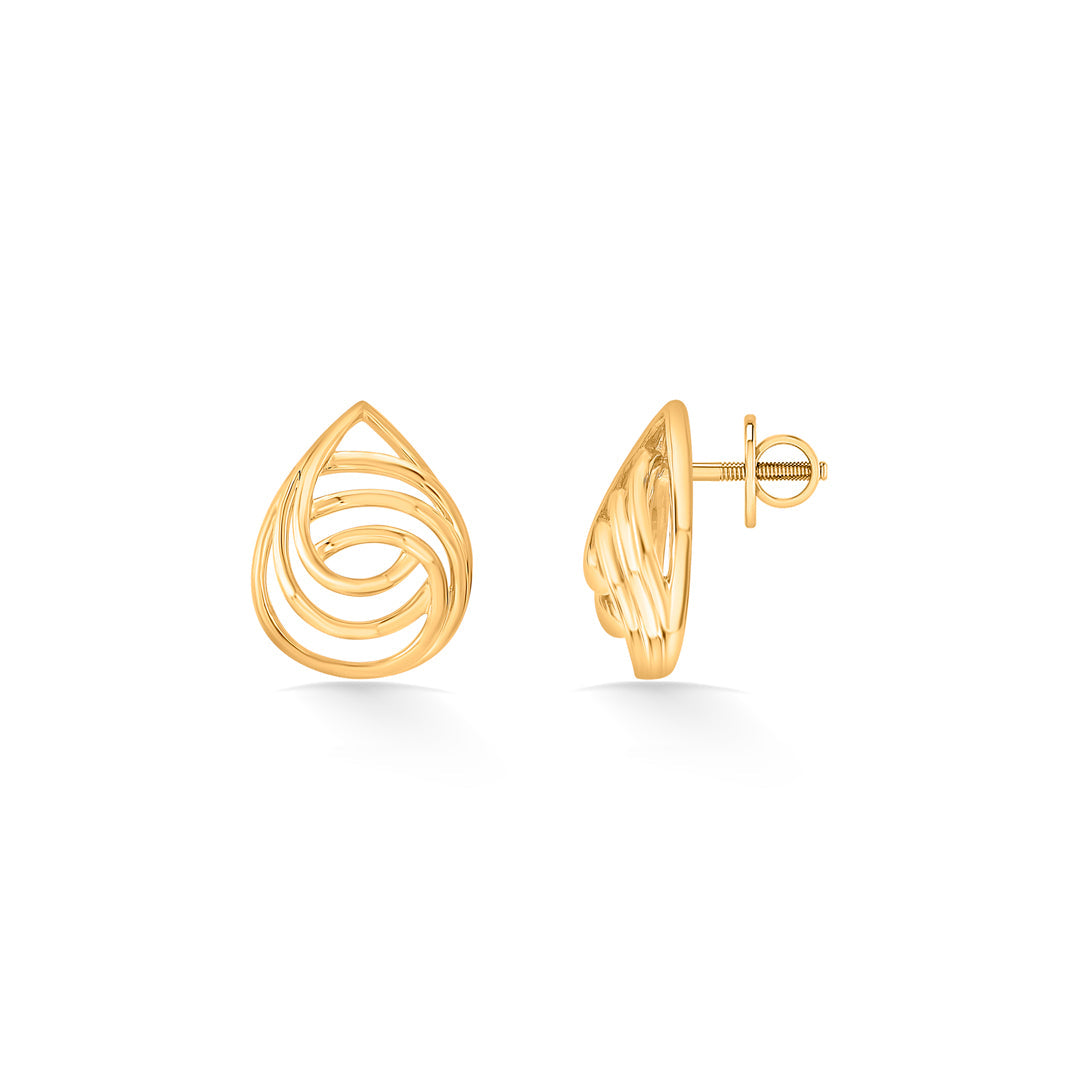 ripple teardrops stud gold earring