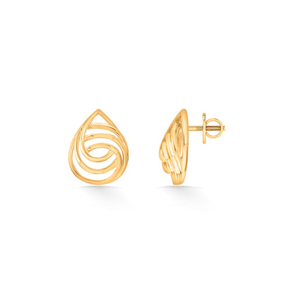 Ripple Teardrops Stud Gold Earring