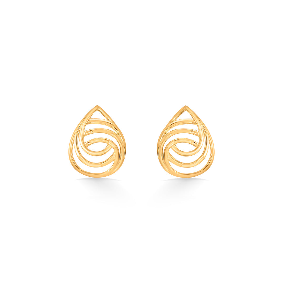 ripple teardrops stud gold earring