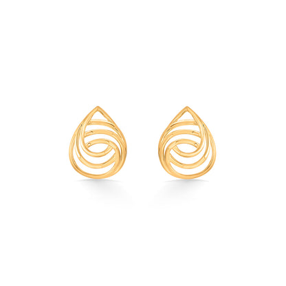 Ripple Teardrops Stud Gold Earring