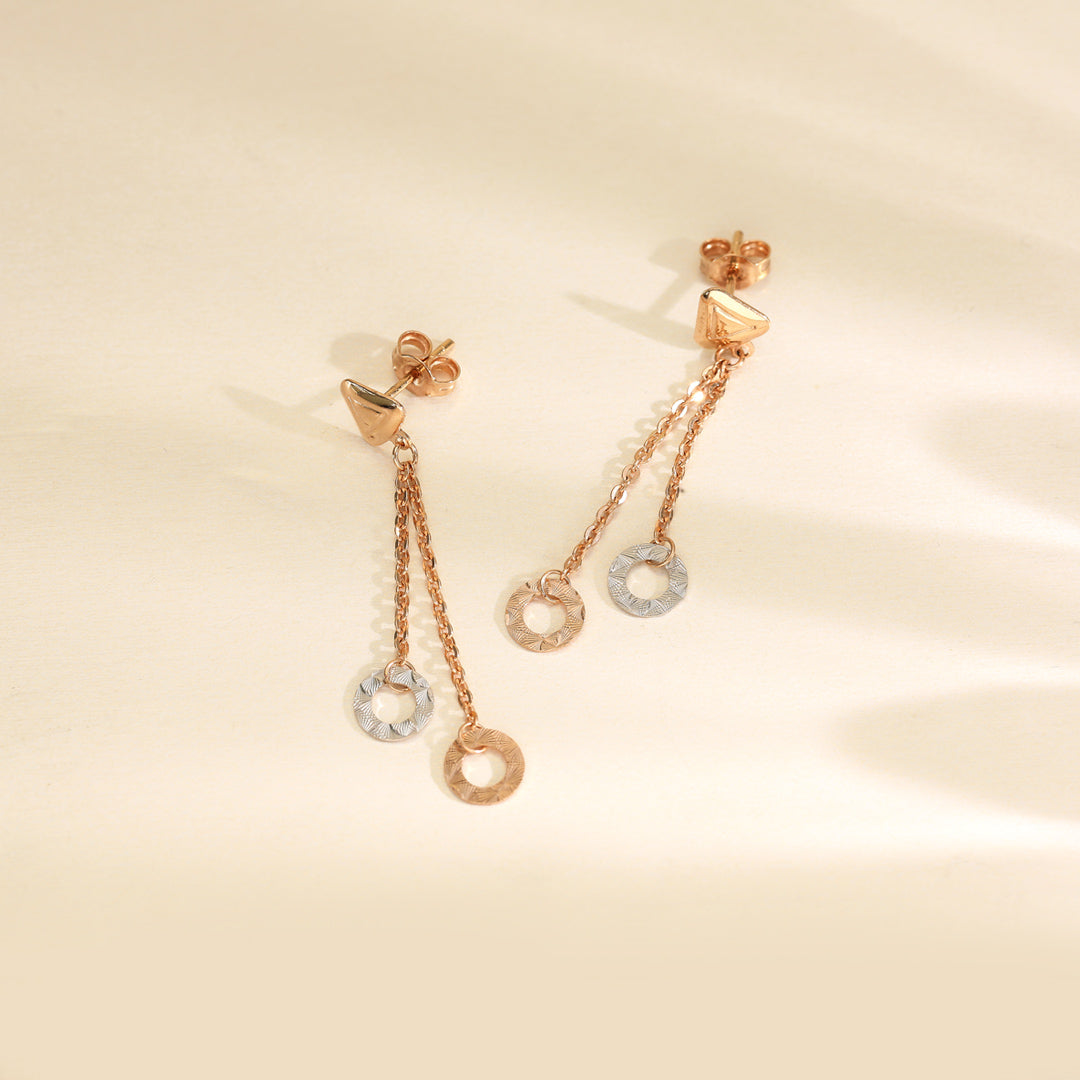 Twin Circle Drops & Dangler Gold Earring
