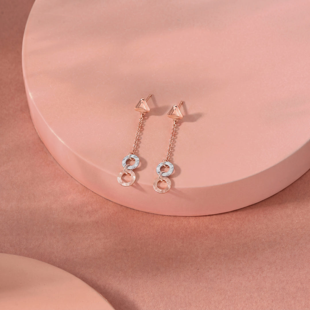Twin Circle Drops & Dangler Gold Earring