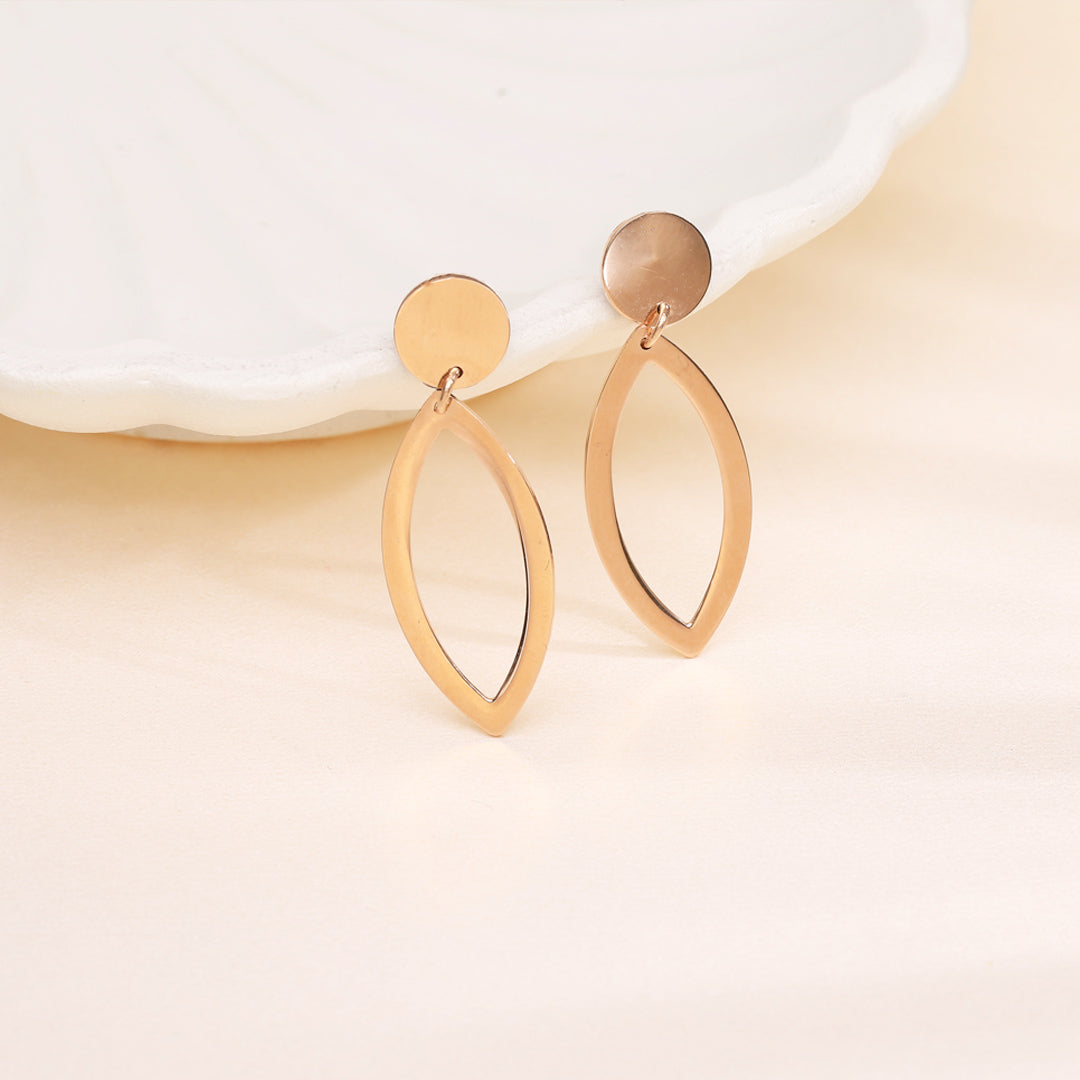 oval leaf drops & dangler gold earring