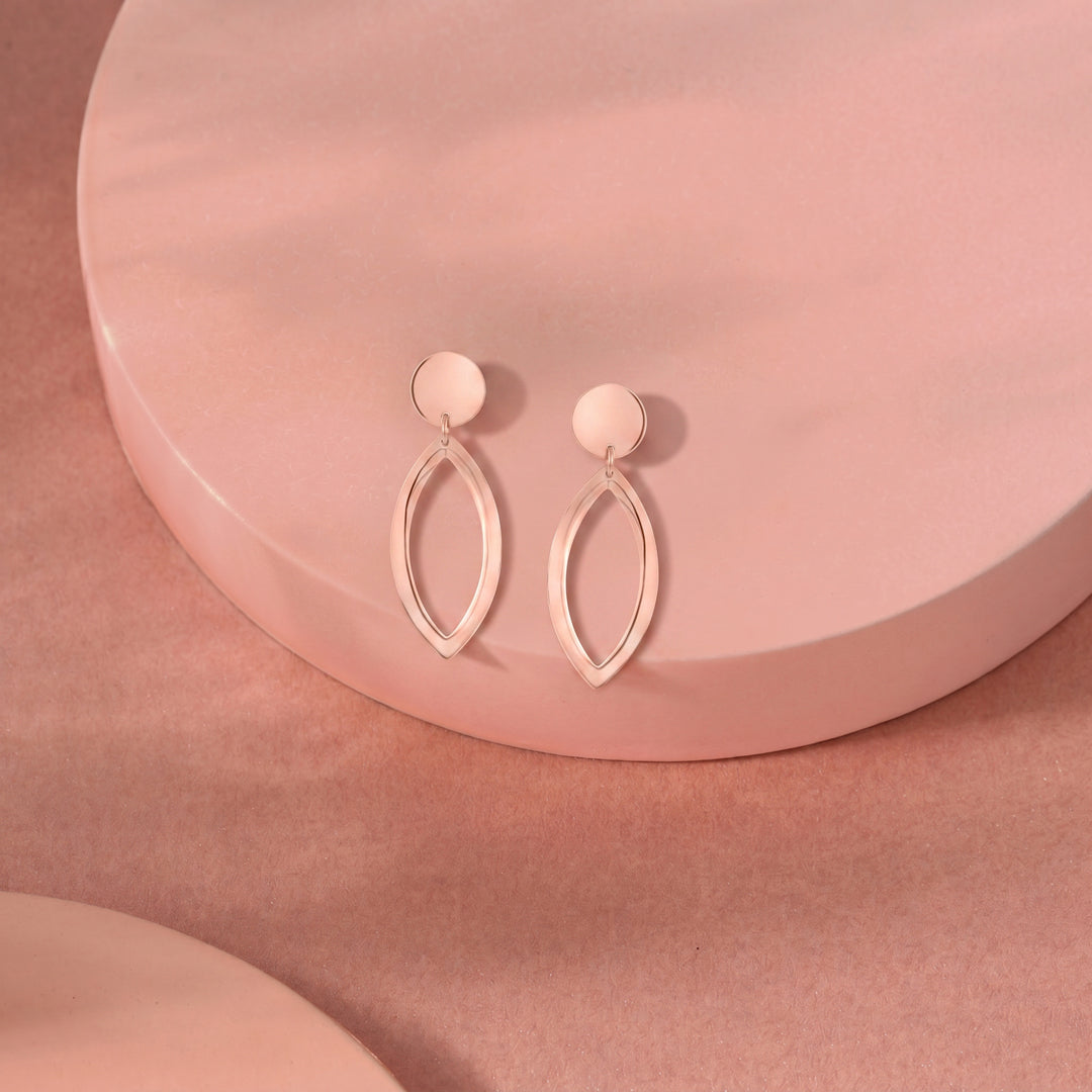 Oval Leaf Drops & Dangler Gold Earring