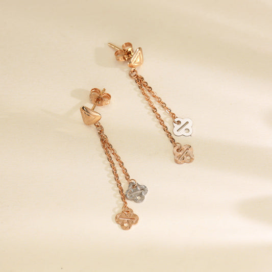 Rosé Link Drops & Dangler Gold Earrings