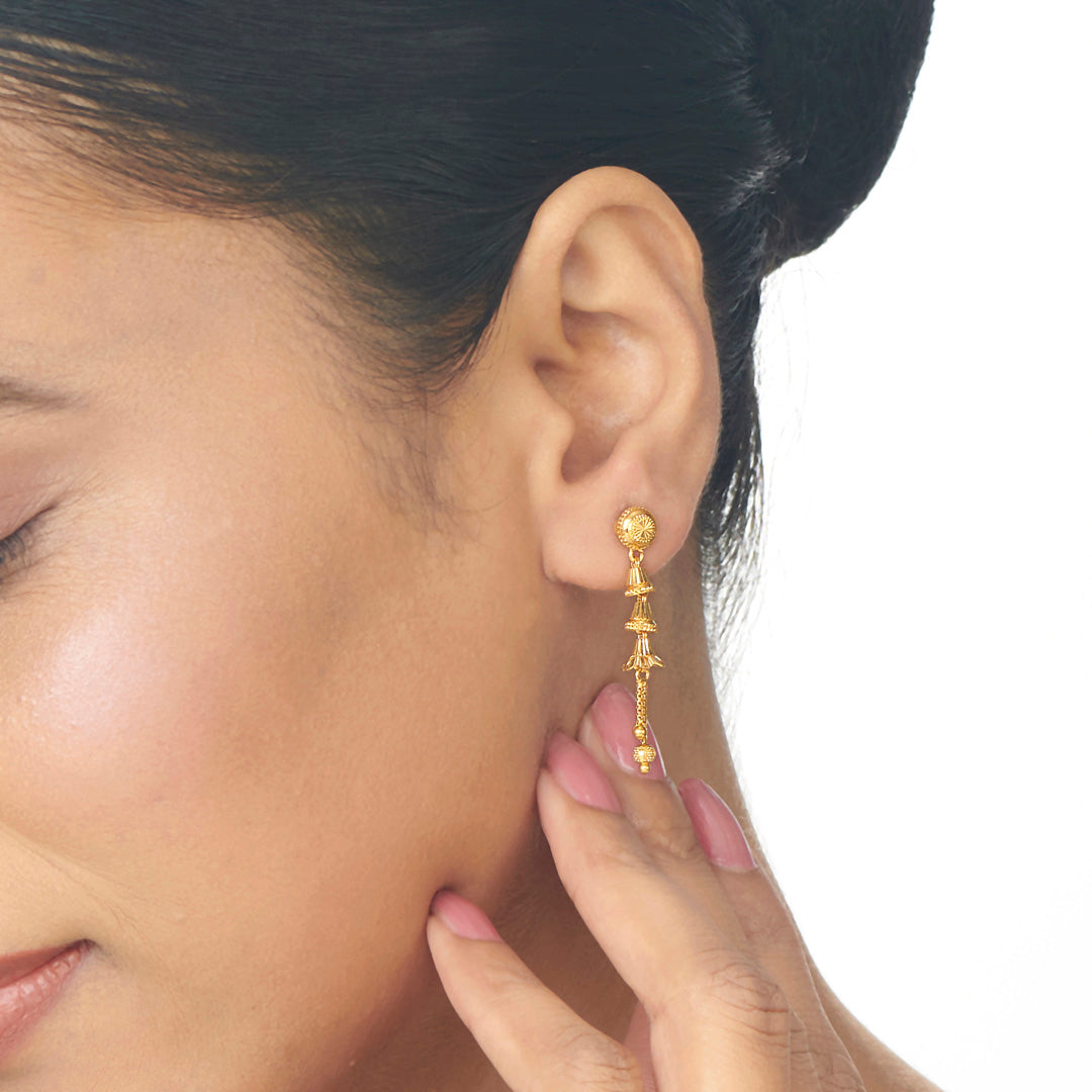 Golden Cascade Drops & Danglers Gold Earrings for Women