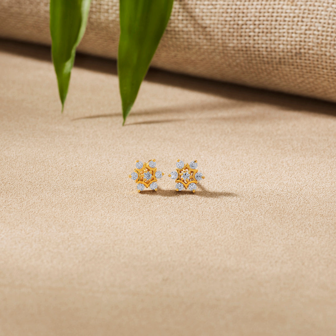 Frost Spark Studs Gold Earrings for Women