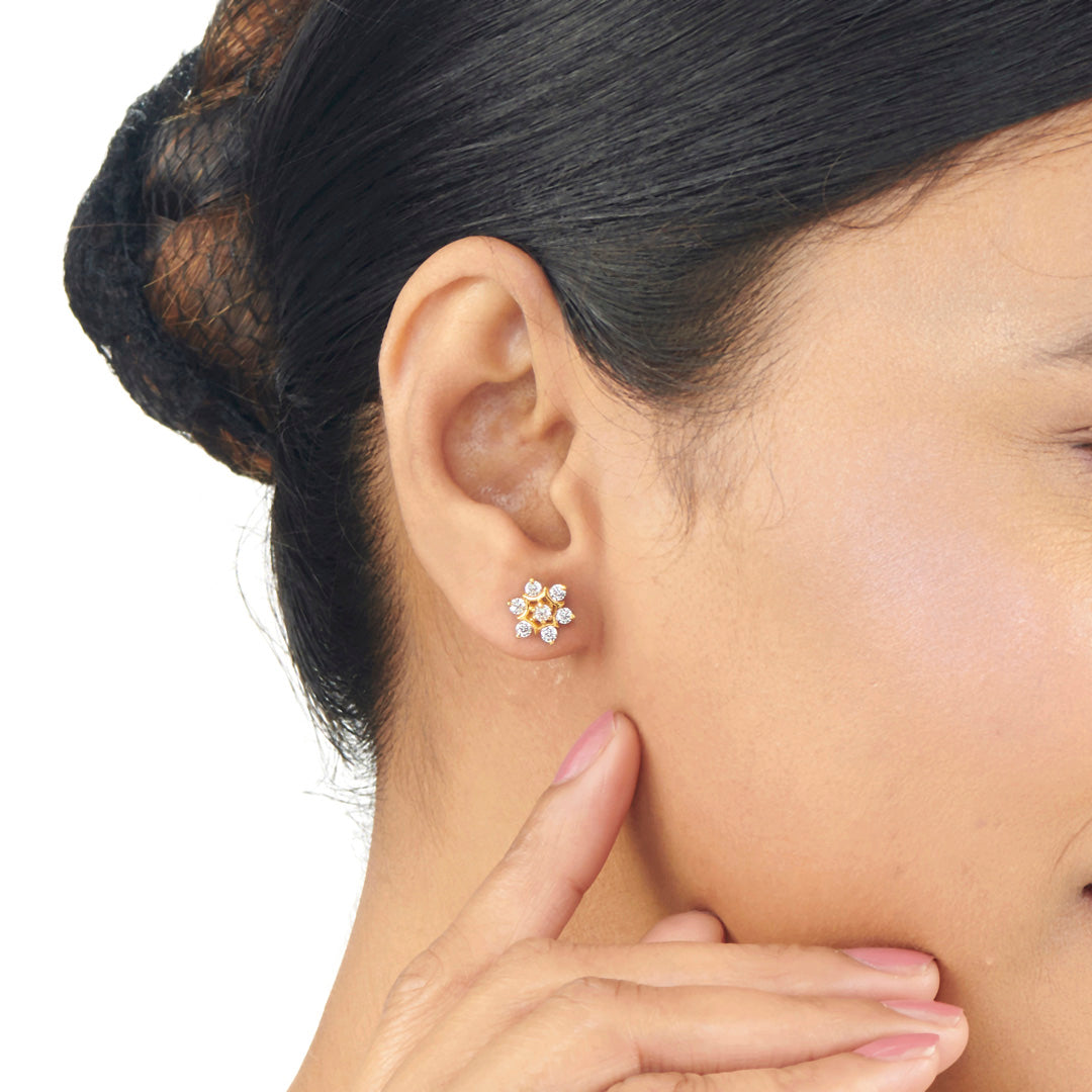 Frost Spark Studs Gold Earrings for Women