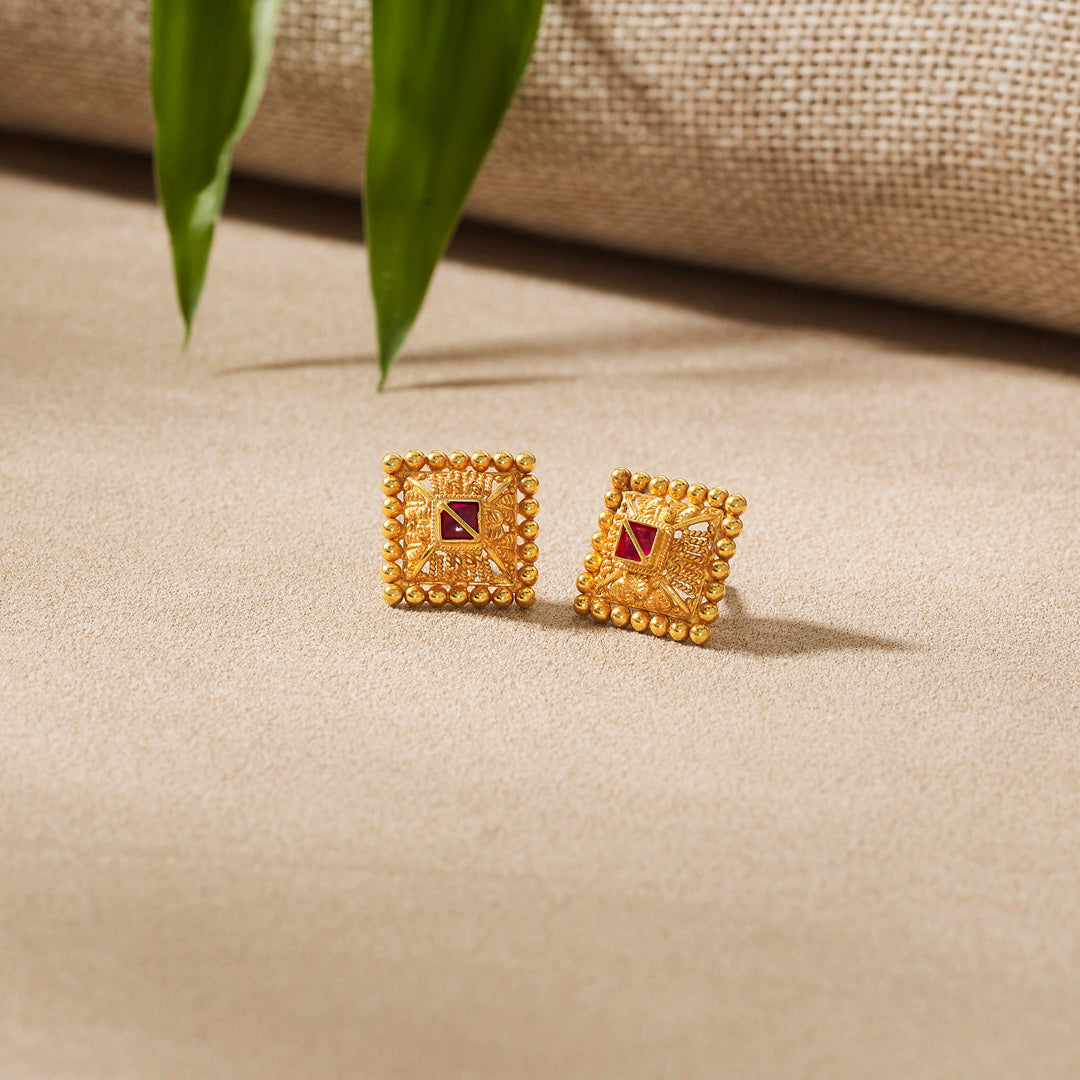 Arunima Studs Gold Earrings for Women