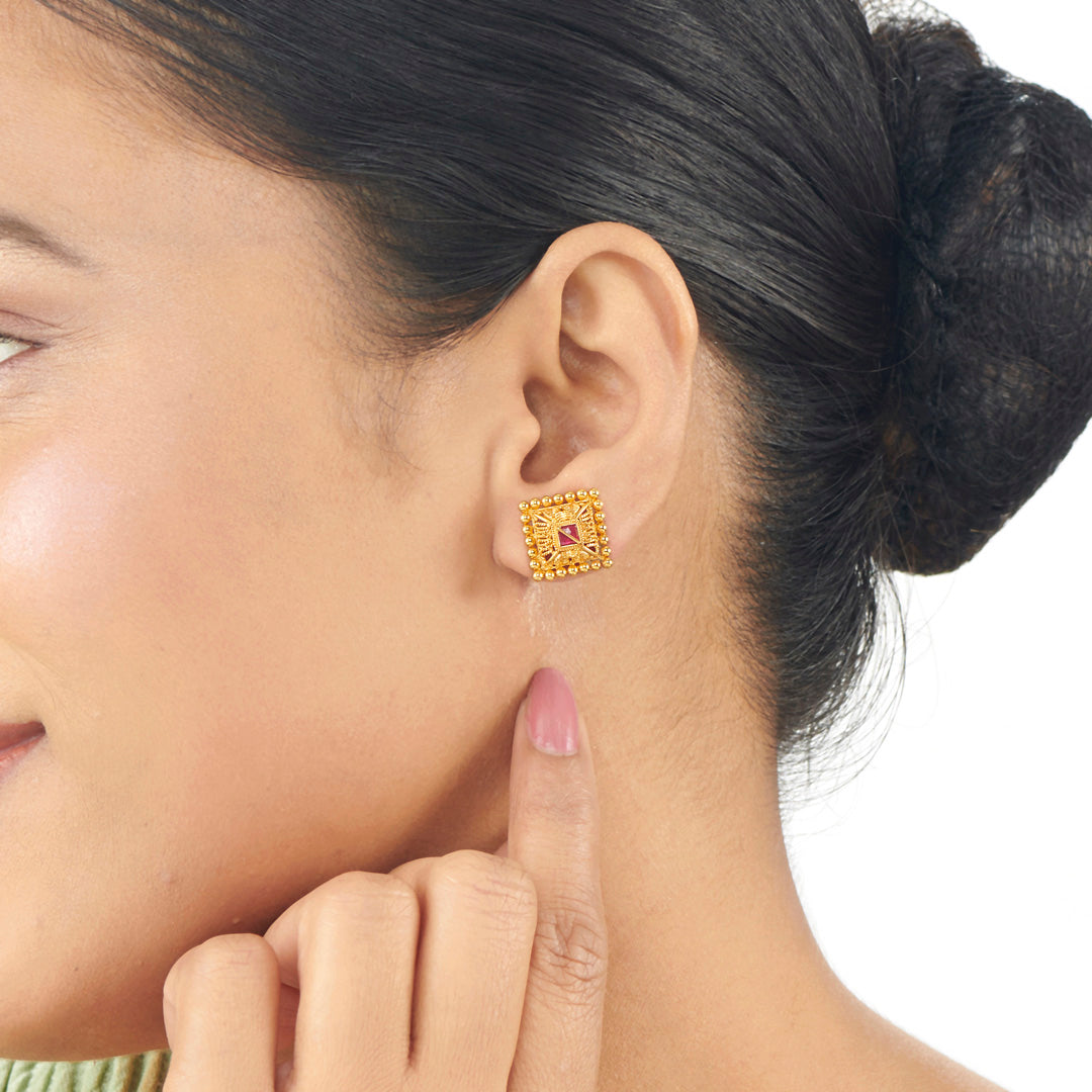 Arunima Studs Gold Earrings for Women