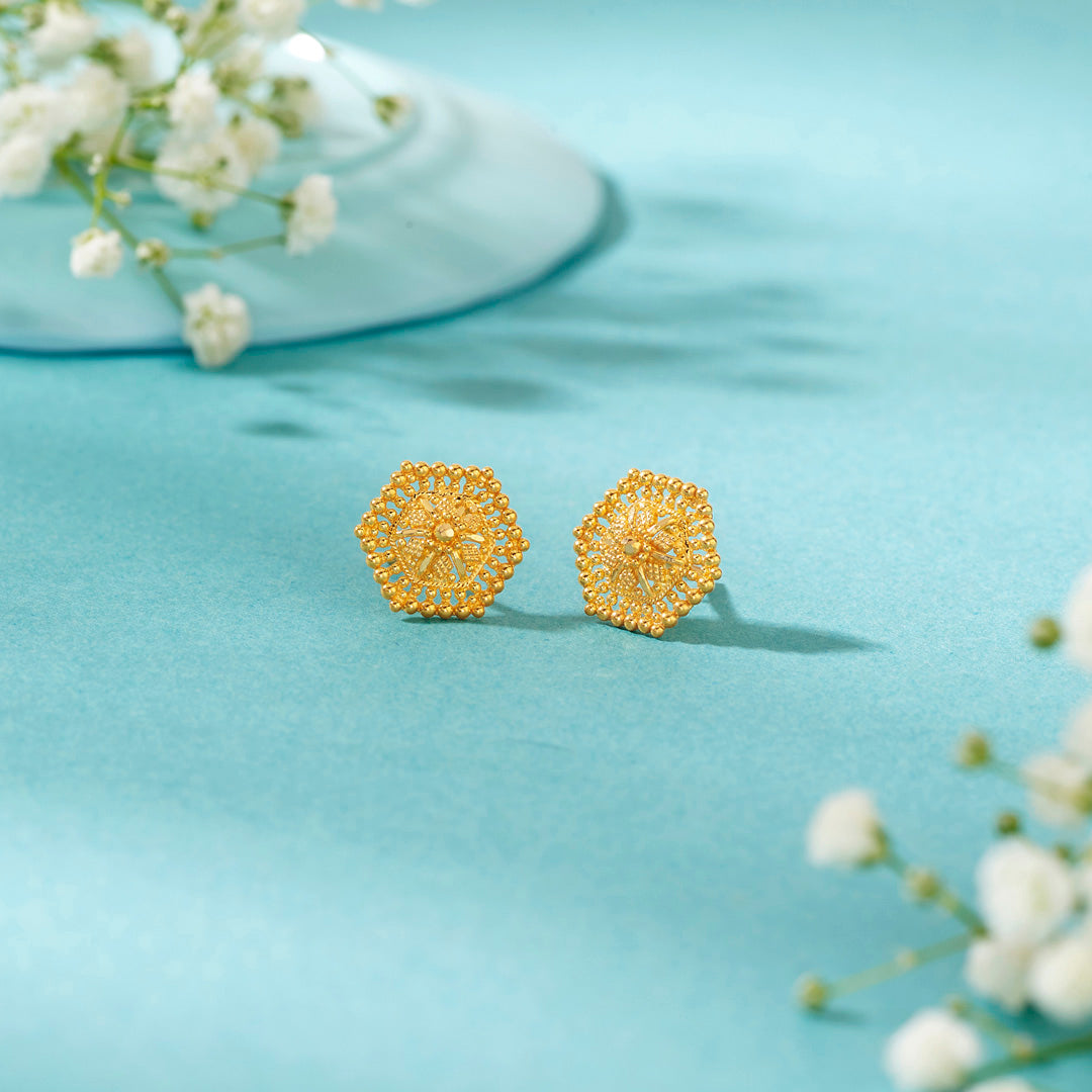 Anaya Gleam Studs Gold Earrings for Women