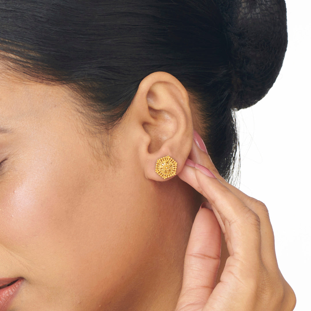 Anaya Gleam Studs Gold Earrings for Women