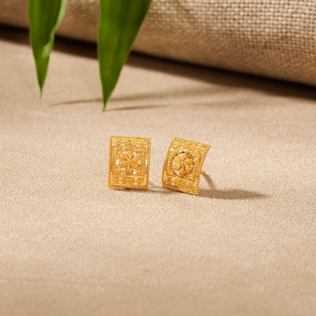Suvarna Grace Studs Gold Earrings for Women