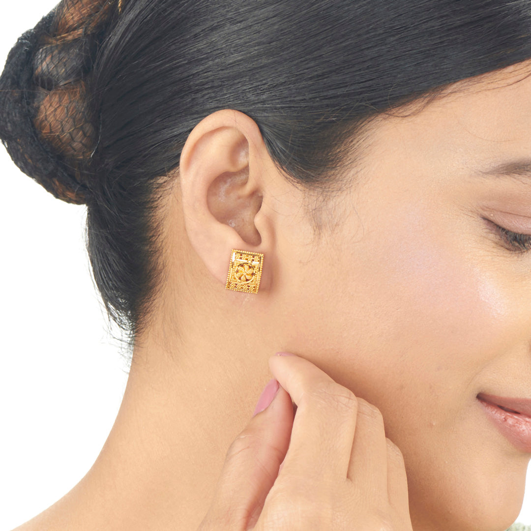 Suvarna Grace Studs Gold Earrings for Women